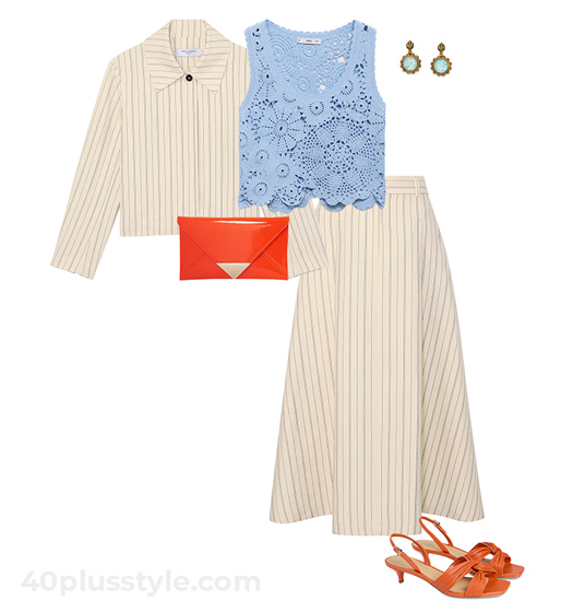Summer events outfits - suiting and crochet | 40plusstyle.com