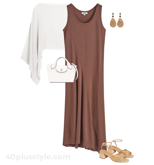Poncho and dress outfit | 40plusstyle.com