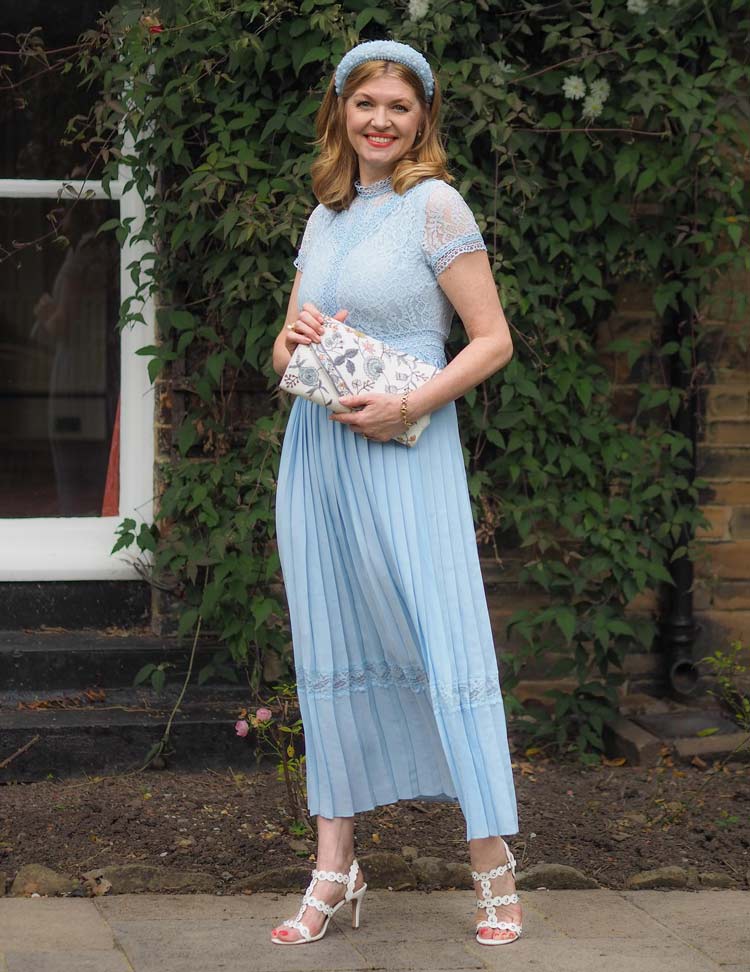 Summer events outfits - Elizabeth in a blue dress | 40plusstyle.com