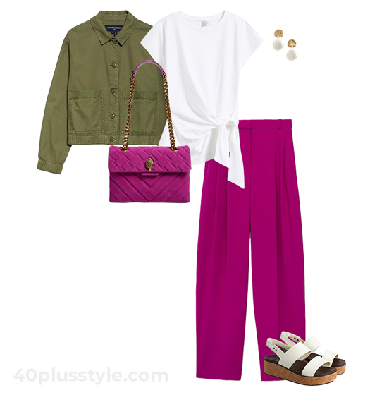 Green jackets and pink pants | 40plusstyle.com