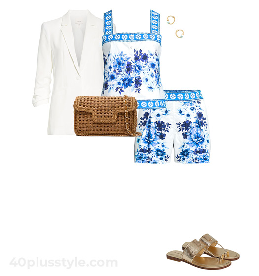Blazer and shorts outfit | 40plusstyle.com