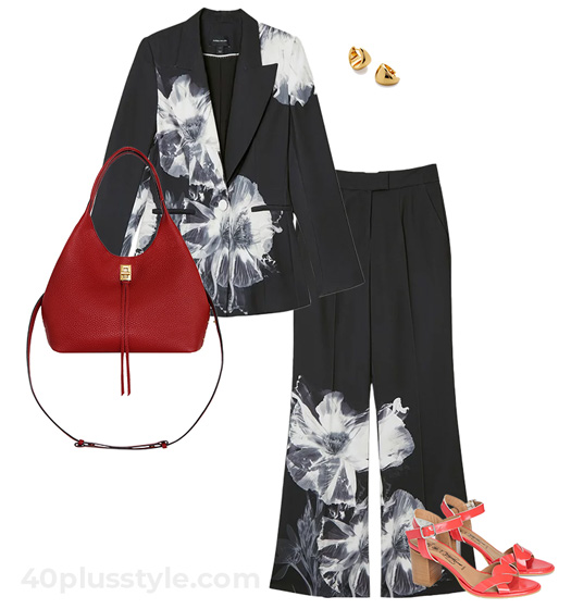 Floral suit outfit | 40plusstyle.com