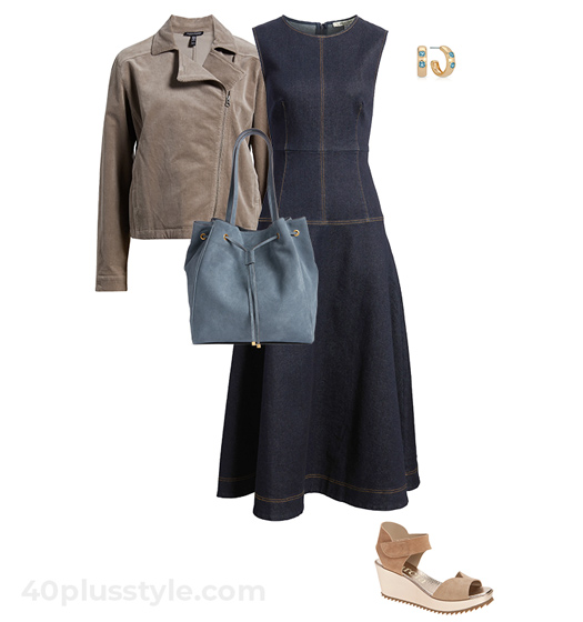 Denim dress outfit | 40plusstyle.com