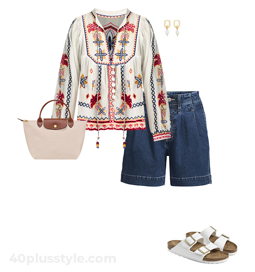 Peasant blouse and shorts | 40plusstyle.com