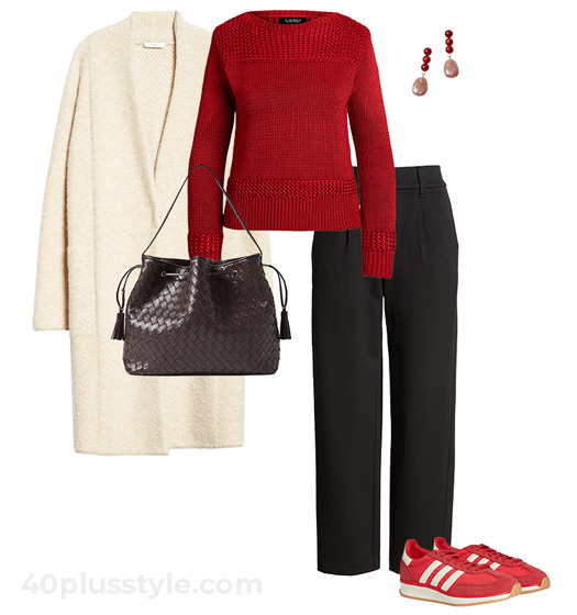 Coatigan and matching sneakers | 40plusstyle.com