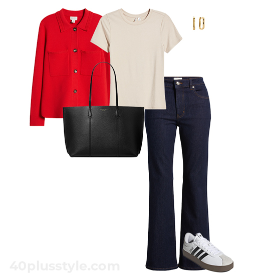 Shacket and jeans outfit | 40plusstyle.com