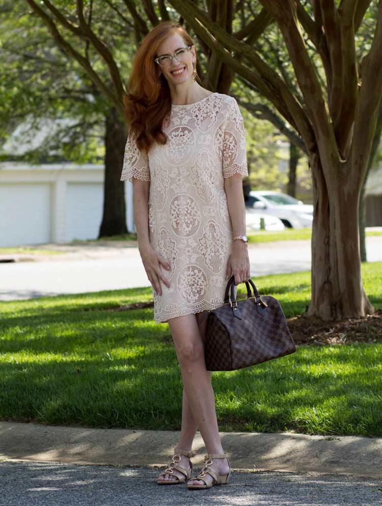 Jess in a lace dress | 40plusstyle.com
