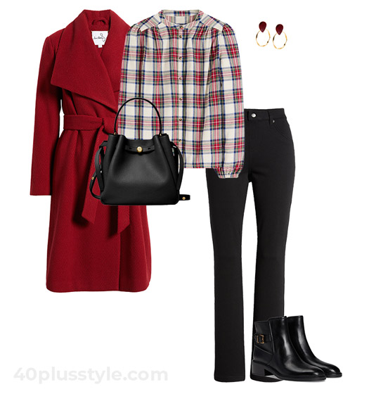 Fall wear: coat, jeans and booties | 40plusstyle.com