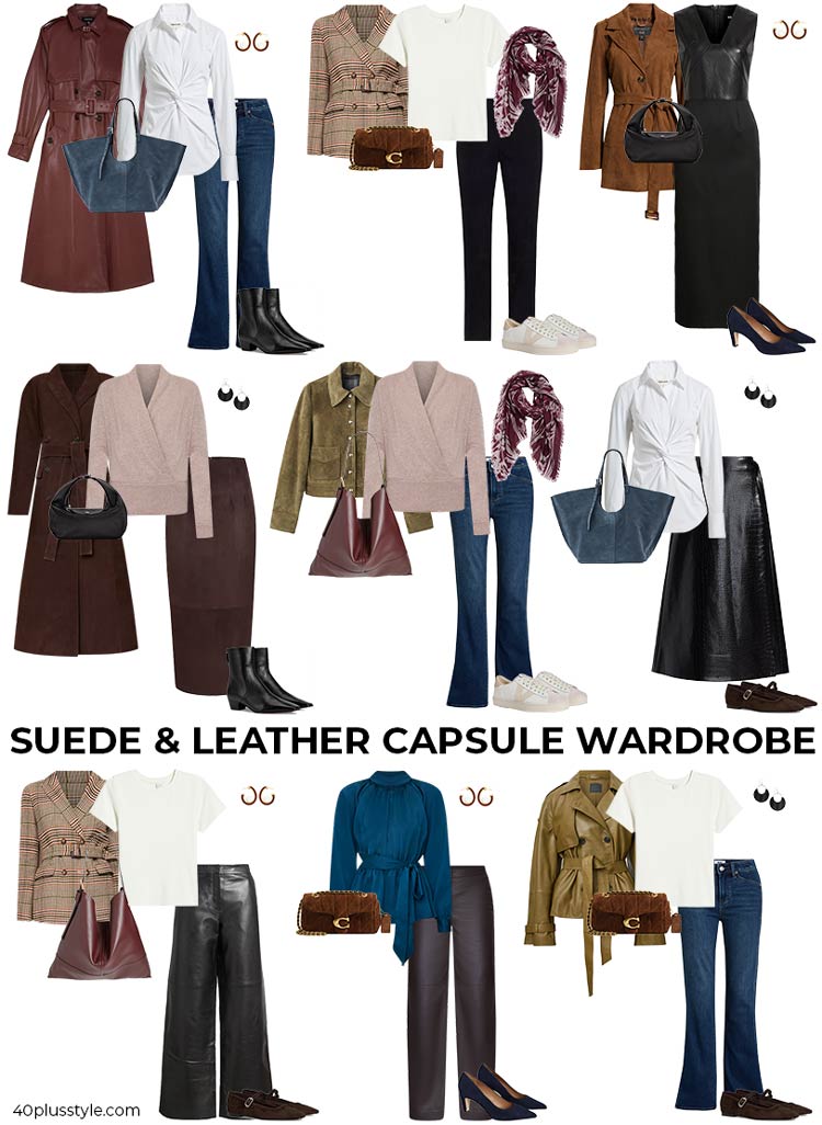 Suede and leather capsule wardrobe | 40plusstyle.com