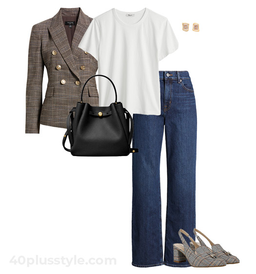 Blazer, tee and jeans | 40plusstyle.com