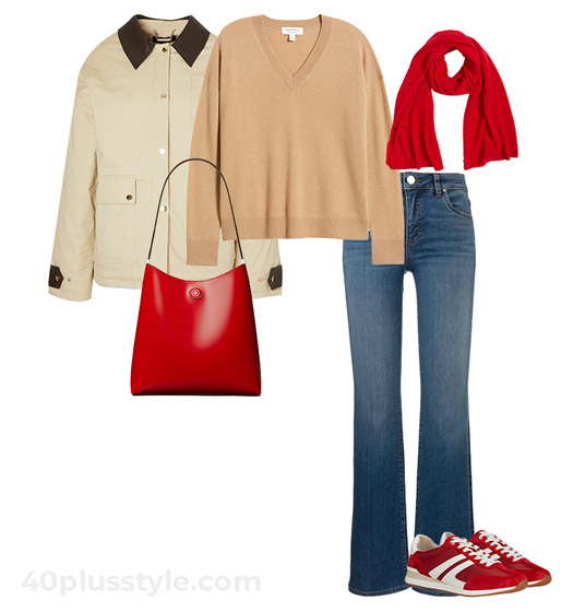 Barn jacket and jeans outfit | 40plusstyle.com