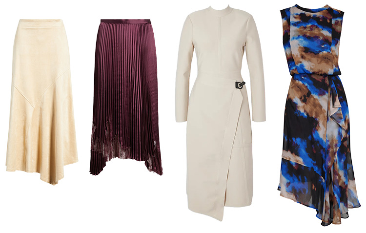 Asymmetric winter outfits - skirts and dresses | 40plusstyle.com