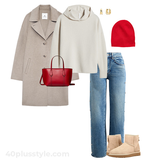Cashmere coat and jeans outfit | 40plusstyle.com