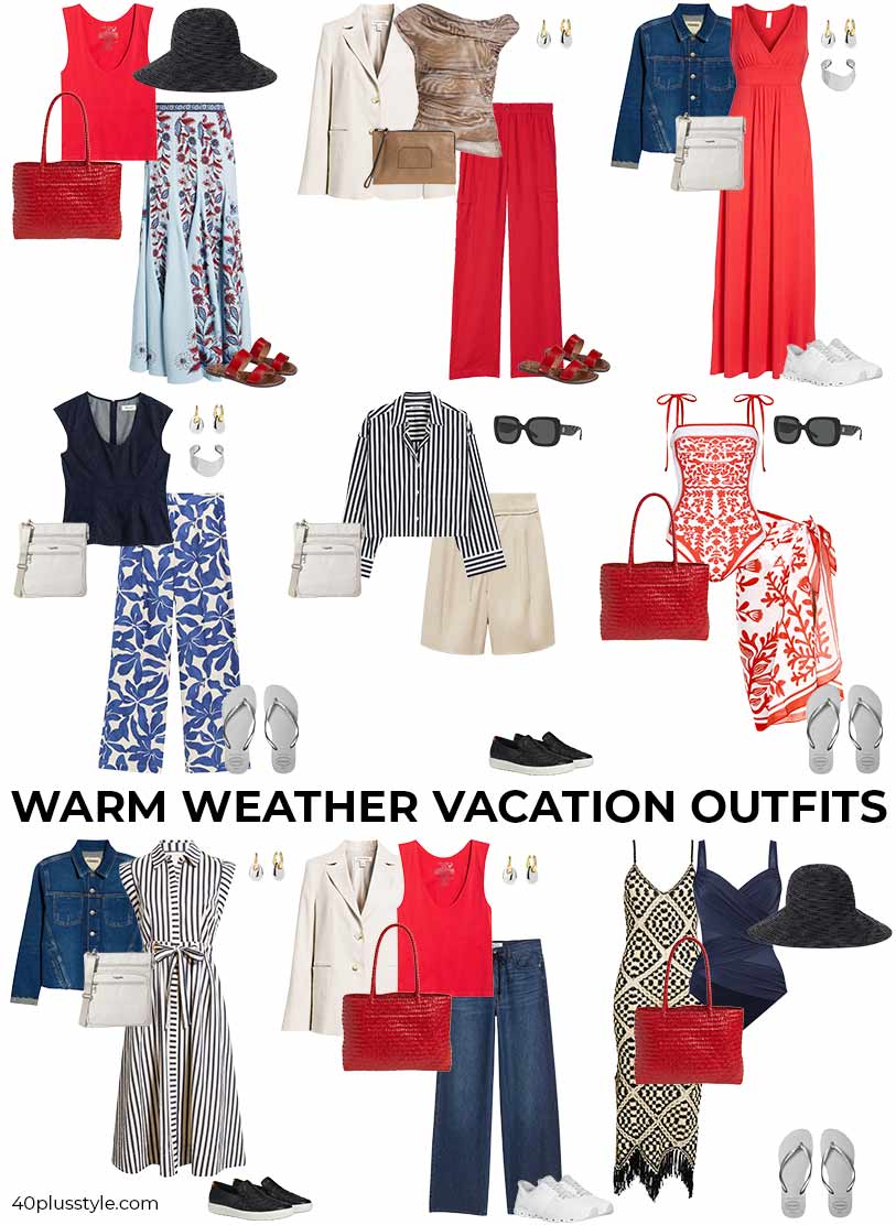Warm weather vacation outfits | 40plusstyle.com