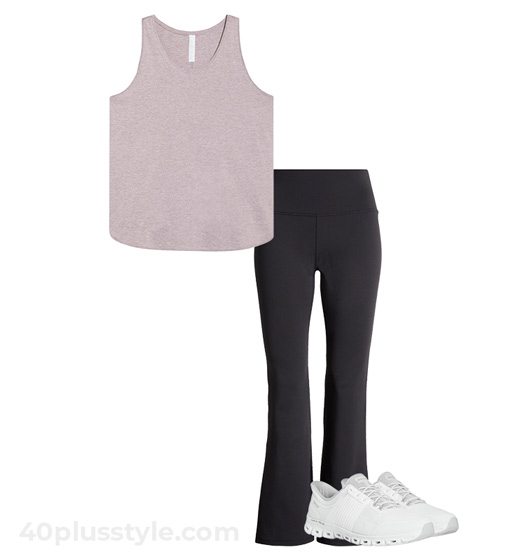 Warm weather vacation outfits - workout clothes | 40plusstyle.com