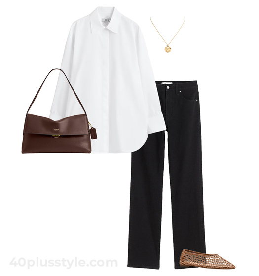White shirt and black jeans | 40plusstyle.com