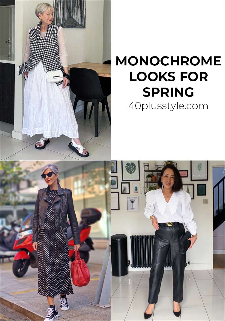 Monochrome looks for spring: black and white takes the lead | 40plusstyle.com