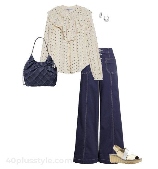 Ruffle top and jeans outfit | 40lusstyle.com