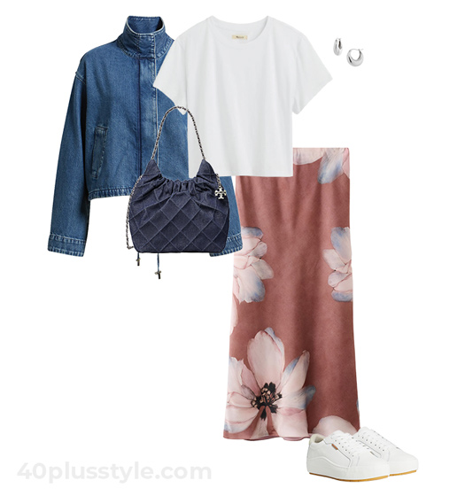 floral skirt outfit | 40lusstyle.com