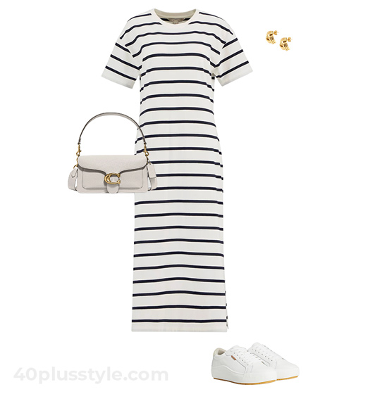 Stripe dress outfit | 40lusstyle.com