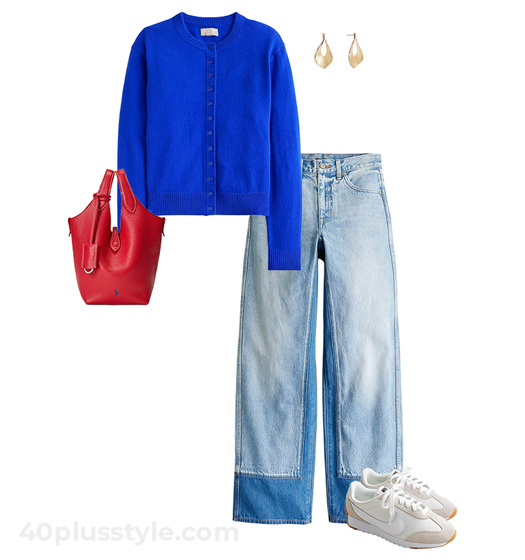 Blue top and jeans | 40plusstyle.com