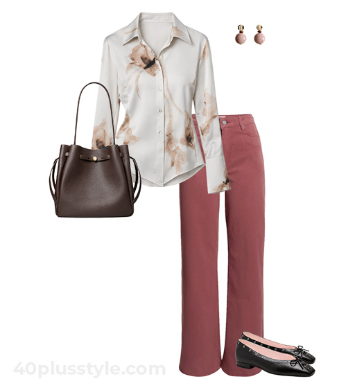 Floral top and jeans | 40plusstyle.com