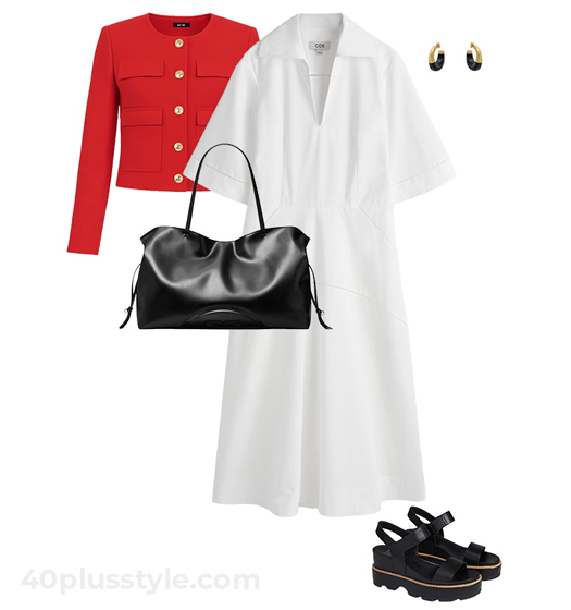 How to wear bold colors - red and white outfit | 40plusstyle.com