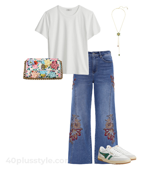 Floral jeans outfit | 40plusstyle.com