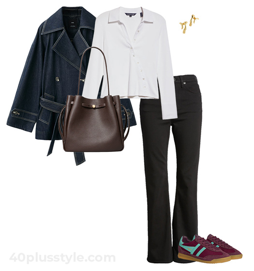 White shirt and black jeans outfit | 40plusstyle.com