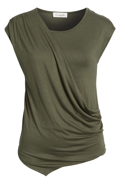 Loveappella Drape Asymmetric Top | 40plusstyle.com