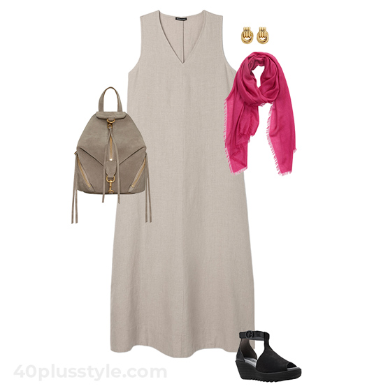 Linen dress outfit | 40plusstyle.com