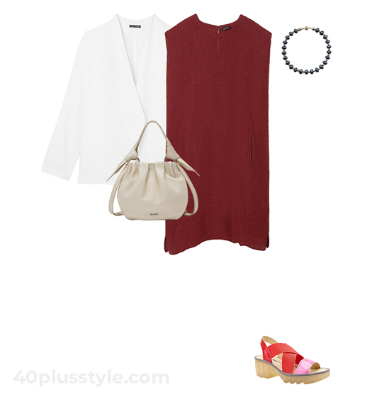 Blazer and dress outfit | 40plusstyle.com