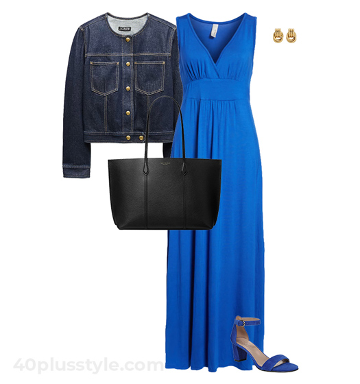 Denim jacket and maxi dress | 40plusstyle.com