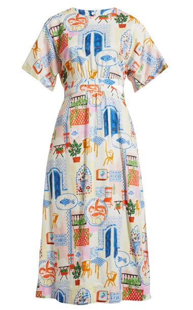 FRNCH Perle Print Cutout Midi Dress | 40plusstyle.com