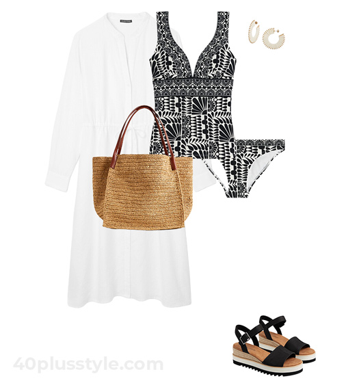 Tankini and white cover up | 40plusstyle.com