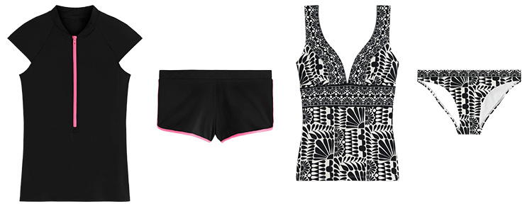 Outfits for the beach - tankinis and rashvests | 40plusstyle.com