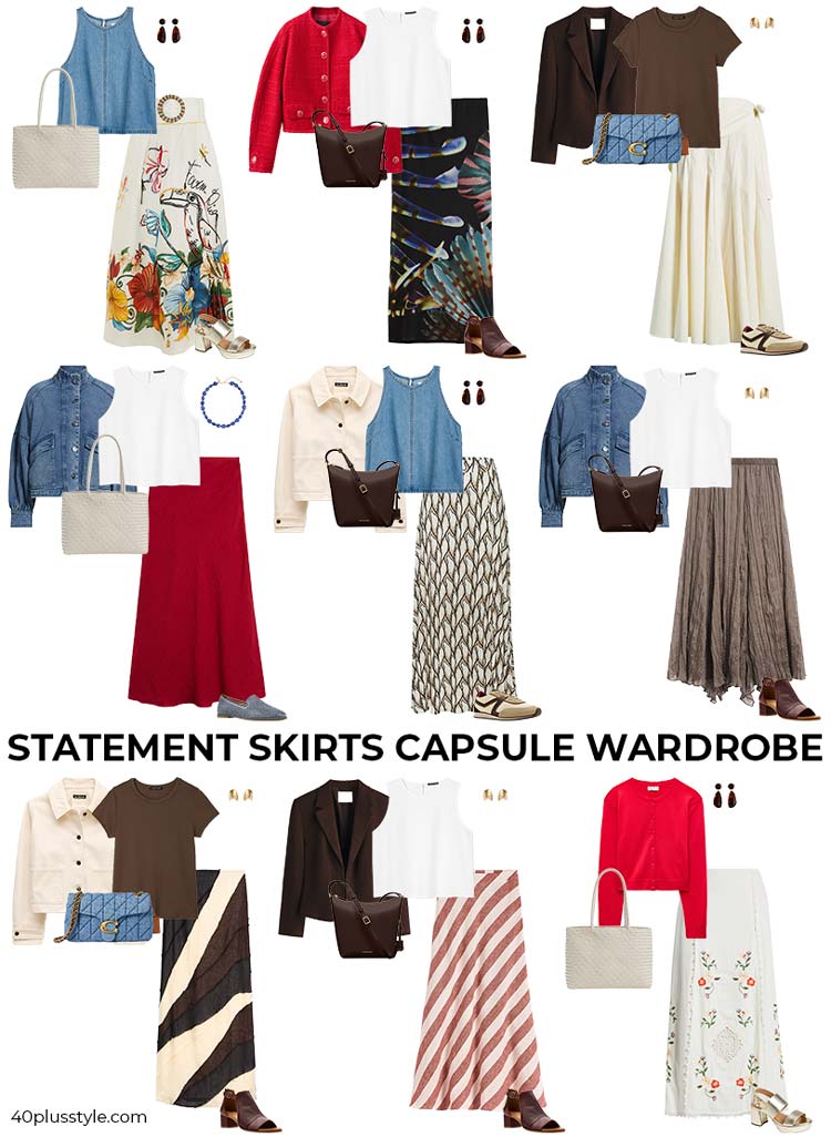 Statement skirts capsule wardrobe | 40plusstyle.com