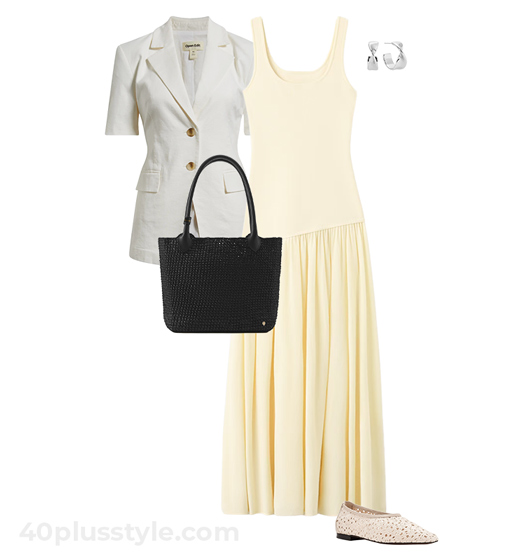 Blazer and cream dress | 40plusstyle.com