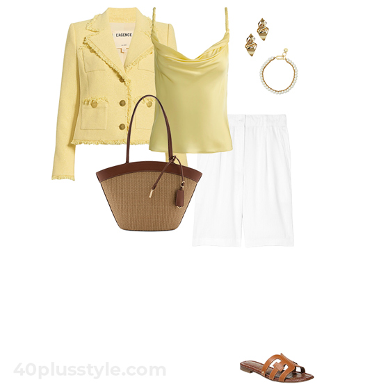 Yellow and white summer outfit | 40plusstyle.com