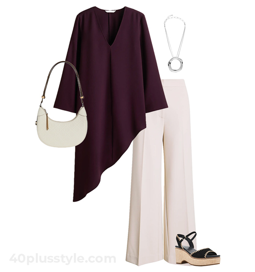 Asymmetric mini dress with pants | 40plusstyle.com