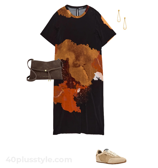 T-shirt dress and sneakers | 40plusstyle.com