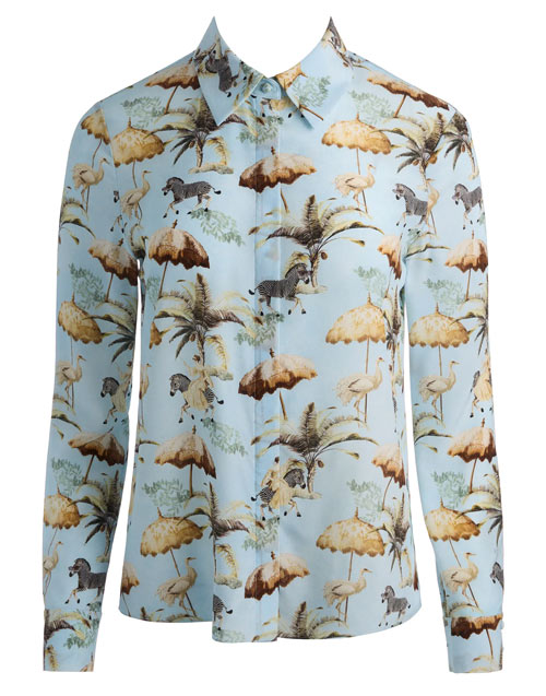 Alice + Olivia Willa Print Silk Shirt | 40plusstyle.com