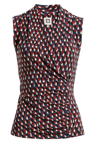 Tops to hide a tummy - Anne Klein Shirred Faux Wrap Top| 40plusstyle.com