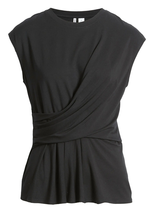 tops to hide your tummy - Nordstrom Draped Cap Sleeve Peplum Top | 40plusstyle.com