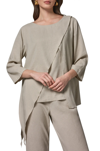 tops to hide your tummy - Donna Karan New York Overlap Wrap Front Top | 40plusstyle.com
