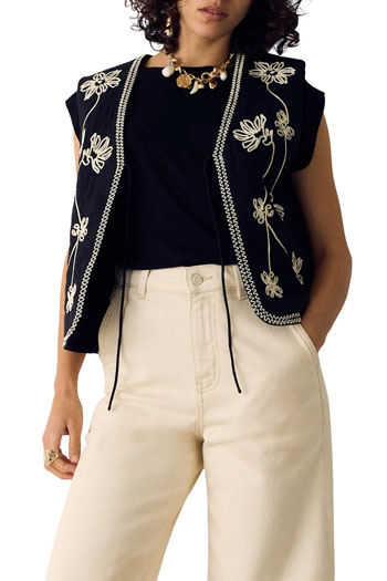 tops to hide your tummy - PER UNA BY M&S Embroidered Cotton Vest | 40plusstyle.com