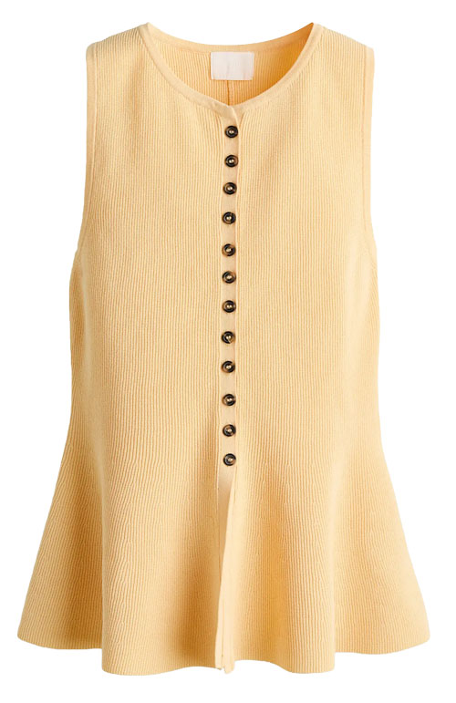 tops to hide your tummy - H&M Rib-knit Peplum Waistcoat | 40plusstyle.com