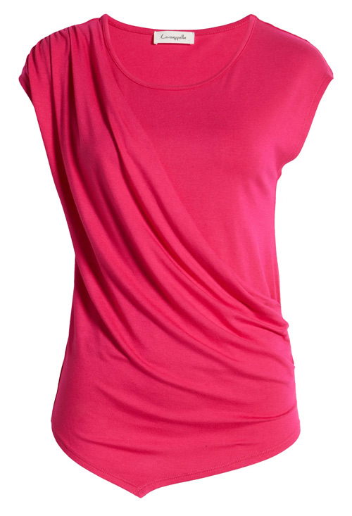 Loveappella Drape Asymmetric Top | 40plusstyle.com