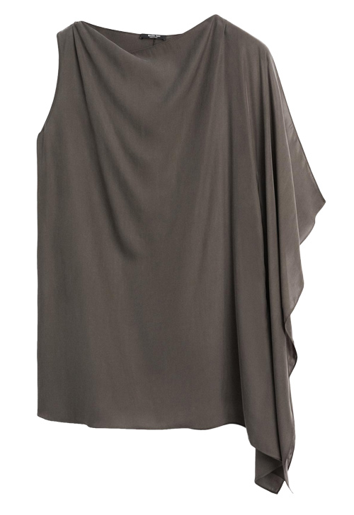 Massimo Dutti Asymmetric Flowing Cape Top | 40plusstyle.com