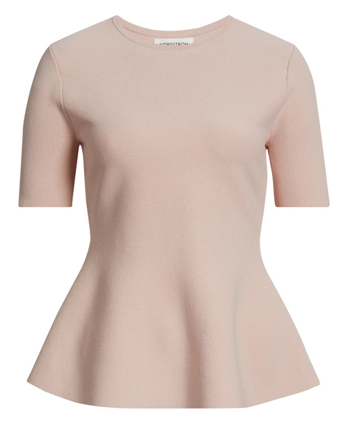 Nordstrom Short Sleeve Peplum Sweater | 40plusstyle.com